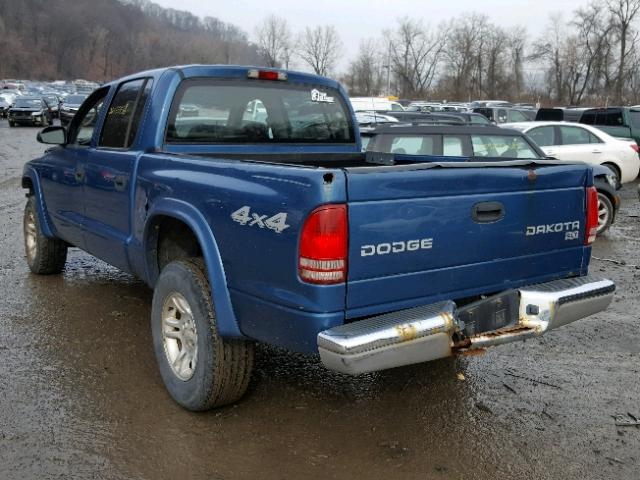 1D7HG48N53S248989 - 2003 DODGE DAKOTA QUA BLUE photo 3