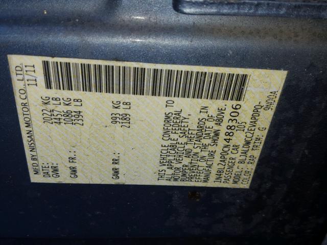 1N4BL2AP0CN488306 - 2012 NISSAN ALTIMA SR BLUE photo 10