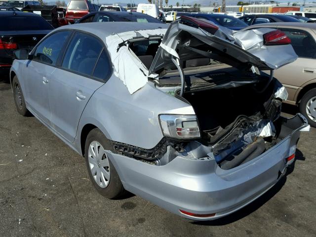 3VW1K7AJ8FM256677 - 2015 VOLKSWAGEN JETTA BASE SILVER photo 3