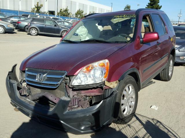 JHLRD78816C011128 - 2006 HONDA CR-V EX BURGUNDY photo 2