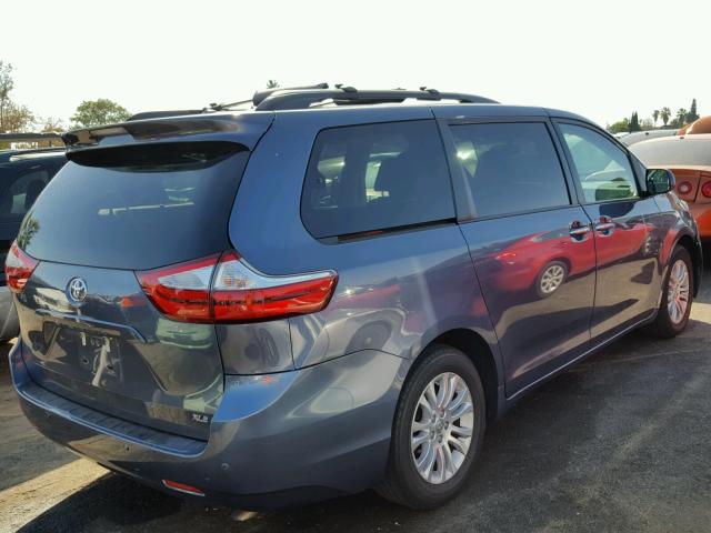 5TDYK3DCXGS700554 - 2016 TOYOTA SIENNA XLE BLUE photo 4