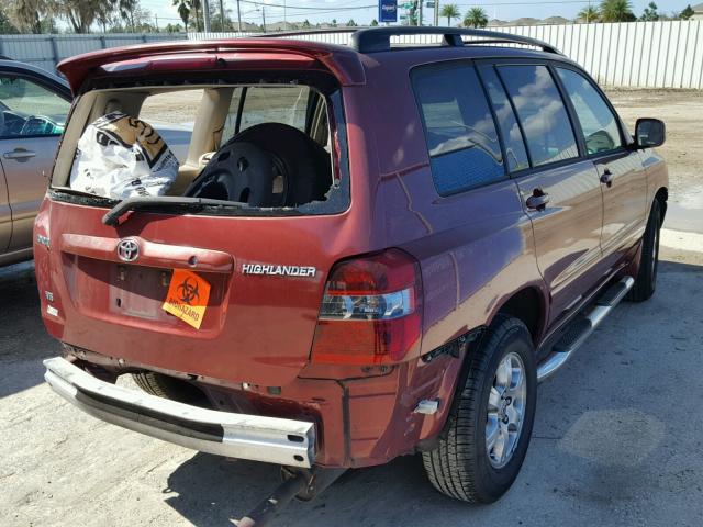 JTEDP21A340016596 - 2004 TOYOTA HIGHLANDER MAROON photo 4