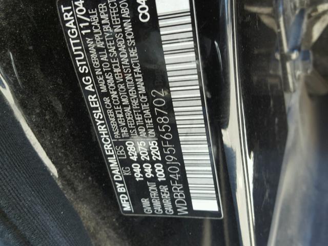 WDBRF40J95F658702 - 2005 MERCEDES-BENZ C 230K SPO BLACK photo 10