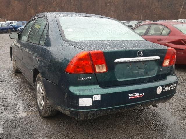 2HGES16572H575012 - 2002 HONDA CIVIC LX GREEN photo 3