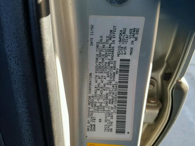 JTJGF10U830159453 - 2003 LEXUS RX 300 SILVER photo 10