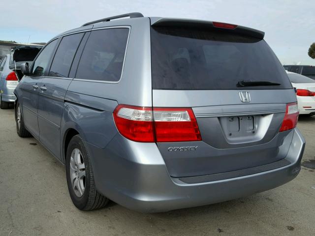 5FNRL387X7B102354 - 2007 HONDA ODYSSEY EX BLUE photo 3