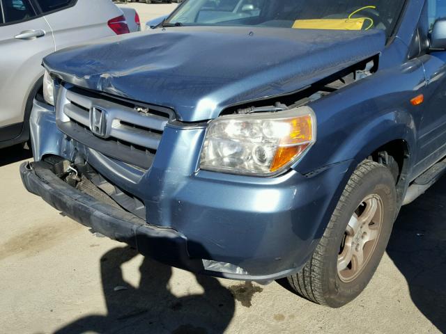 5FNYF28428B013494 - 2008 HONDA PILOT EX BLUE photo 9