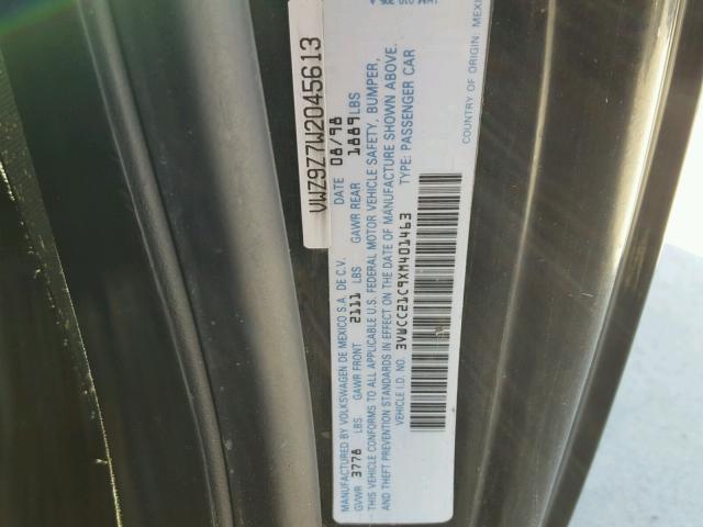 3VWCC21C9XM401463 - 1999 VOLKSWAGEN NEW BEETLE BLACK photo 10