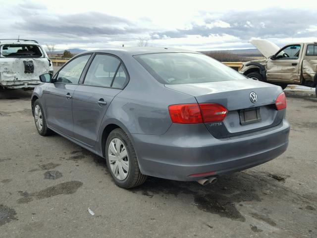 3VW2K7AJ1CM385067 - 2012 VOLKSWAGEN JETTA BASE ნაცრისფერი ფოტო 3