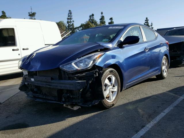 5NPDH4AE5FH564282 - 2015 HYUNDAI ELANTRA SE BLUE photo 2