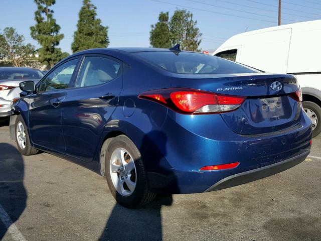 5NPDH4AE5FH564282 - 2015 HYUNDAI ELANTRA SE BLUE photo 3