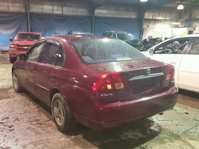 1HGES26722L003923 - 2002 HONDA CIVIC EX MAROON photo 3