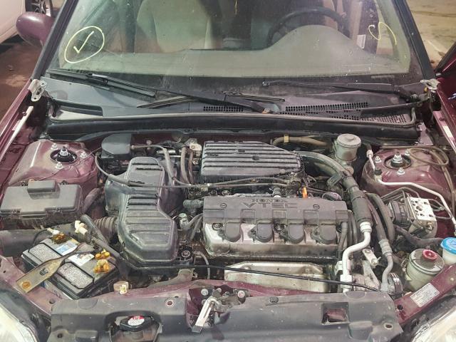 1HGES26722L003923 - 2002 HONDA CIVIC EX MAROON photo 7