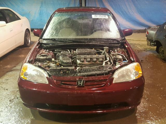 1HGES26722L003923 - 2002 HONDA CIVIC EX MAROON photo 9