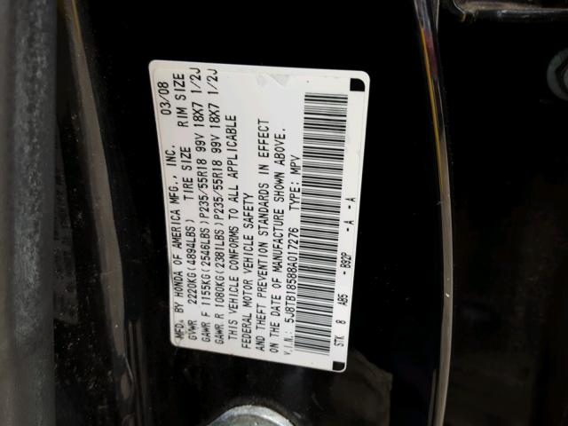 5J8TB18588A017276 - 2008 ACURA RDX TECHNO BLACK photo 10