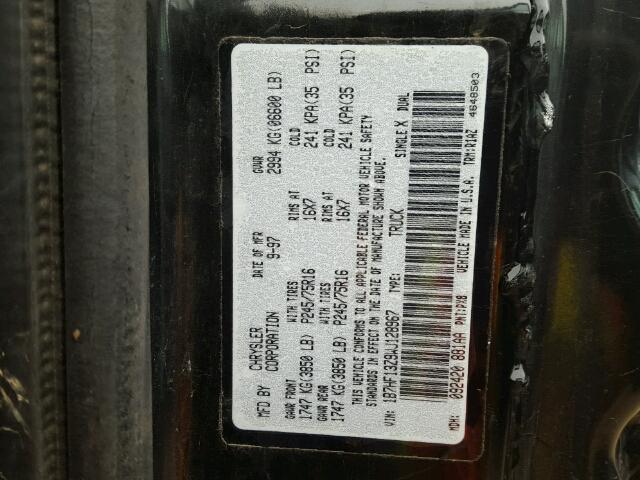 1B7HF13Z9WJ128967 - 1998 DODGE RAM 1500 BLACK photo 10