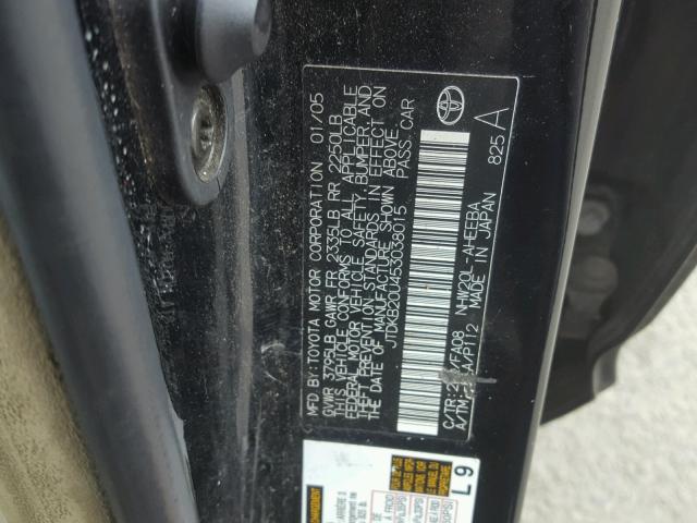 JTDKB20U453038015 - 2005 TOYOTA PRIUS BLACK photo 10