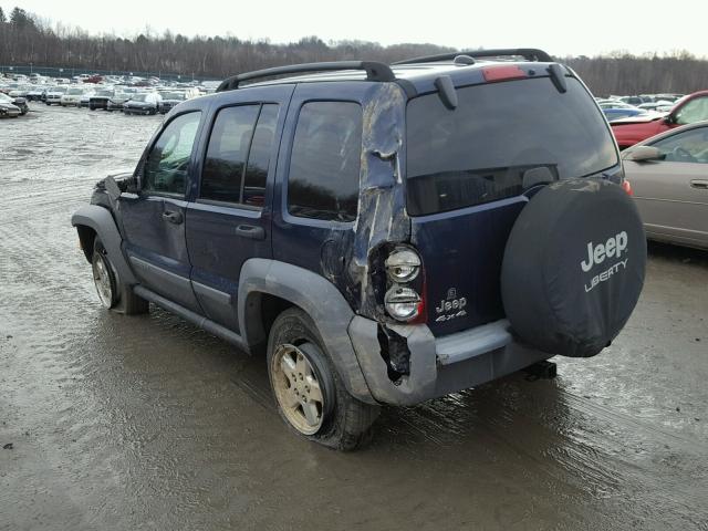 1J8GL48K45W721390 - 2005 JEEP LIBERTY SP BLUE photo 3