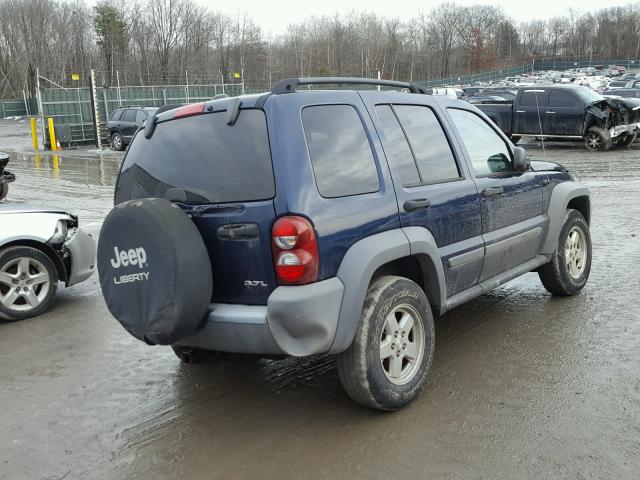 1J8GL48K45W721390 - 2005 JEEP LIBERTY SP BLUE photo 4