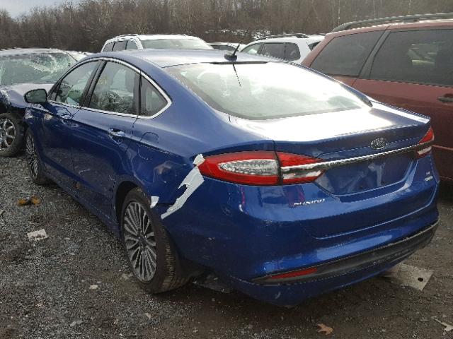 3FA6P0HD2HR332004 - 2017 FORD FUSION SE BLUE photo 3