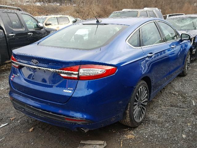 3FA6P0HD2HR332004 - 2017 FORD FUSION SE BLUE photo 4