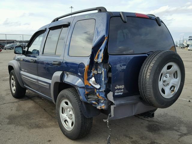 1J4GL48K33W733660 - 2003 JEEP LIBERTY SP BLUE photo 3