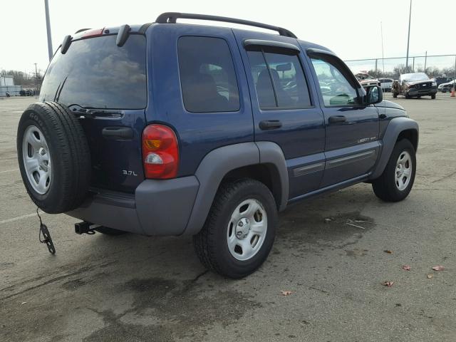 1J4GL48K33W733660 - 2003 JEEP LIBERTY SP BLUE photo 4