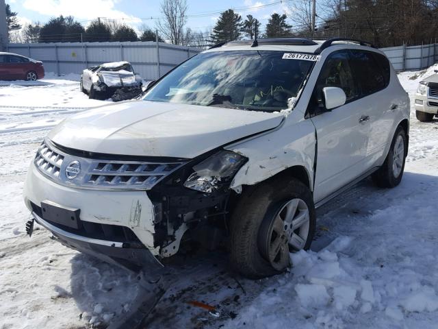 JN8AZ08W96W505855 - 2006 NISSAN MURANO SL WHITE photo 2