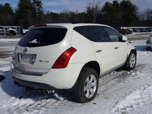 JN8AZ08W96W505855 - 2006 NISSAN MURANO SL WHITE photo 4