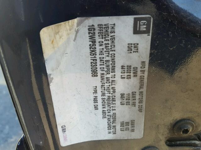 1G2WP52K61F230968 - 2001 PONTIAC GRAND PRIX Mavi foto 10