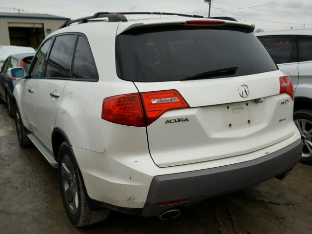 2HNYD28828H520957 - 2008 ACURA MDX SPORT WHITE photo 3