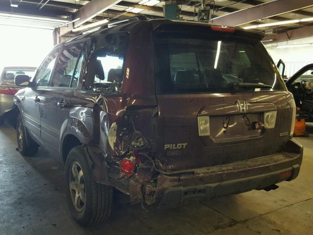 2HKYF18737H533725 - 2007 HONDA PILOT EXL MAROON photo 3