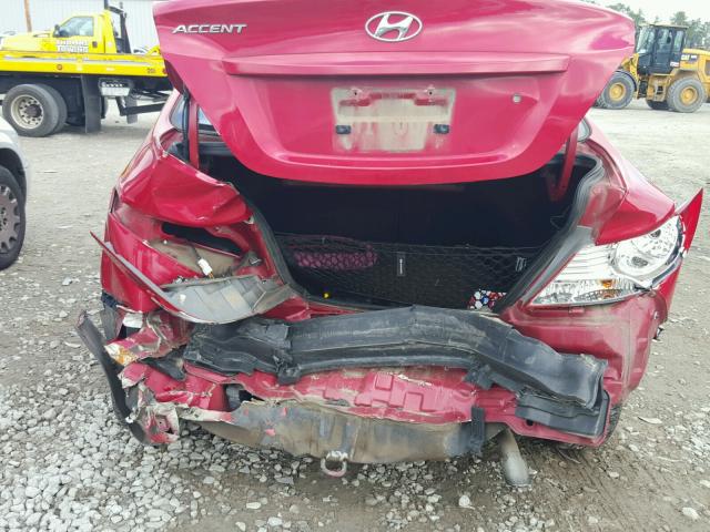 KMHCT4AE2DU297577 - 2013 HYUNDAI ACCENT GLS RED photo 9