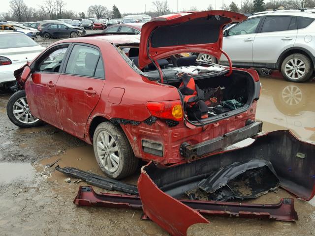 1NXBU4EE1AZ370386 - 2010 TOYOTA COROLLA BA RED photo 3