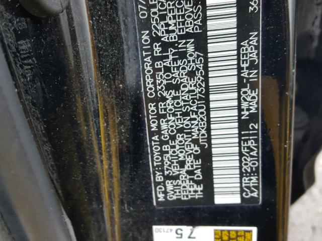 JTDKB20U173295457 - 2007 TOYOTA PRIUS BLACK photo 10