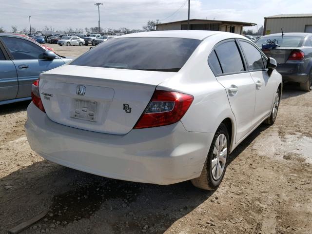 19XFB2F52CE086247 - 2012 HONDA CIVIC LX WHITE photo 4