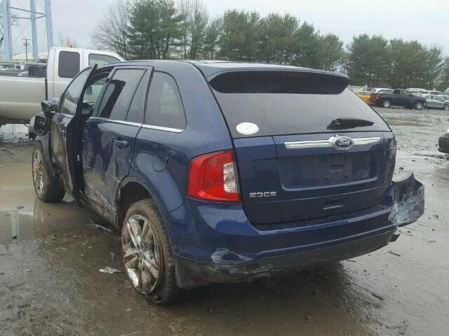 2FMDK3KC2CBA55469 - 2012 FORD EDGE LIMIT BLUE photo 3