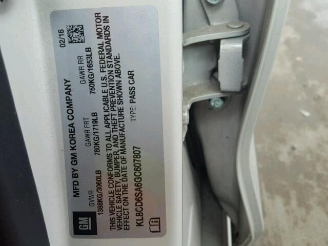 KL8CD6SA6GC607807 - 2016 CHEVROLET SPARK 1LT Кремовый фото 10