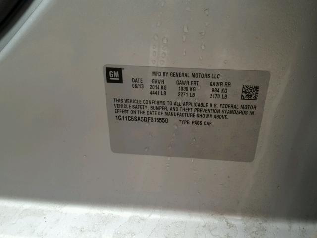 1G11C5SA5DF315550 - 2013 CHEVROLET MALIBU 1LT 银色 照片 10