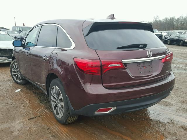 5FRYD4H47GB031763 - 2016 ACURA MDX TECHNO MAROON photo 3