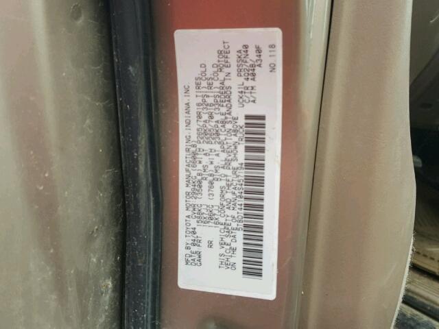 5TBDT44104S457194 - 2004 TOYOTA TUNDRA DOU TAN photo 10