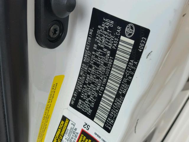 4T1B11HK7JU030801 - 2018 TOYOTA CAMRY L WHITE photo 10