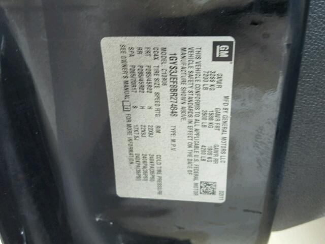 1GYS3JEF8BR274848 - 2011 CADILLAC ESCALADE E BLACK photo 10