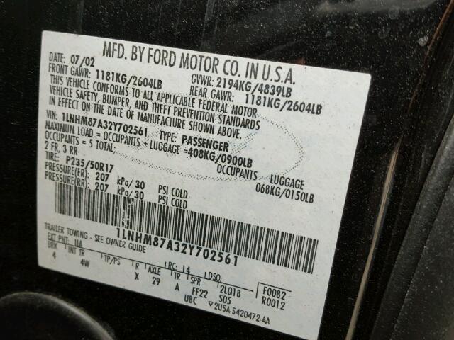 1LNHM87A32Y702561 - 2002 LINCOLN LS 黑色 照片 10