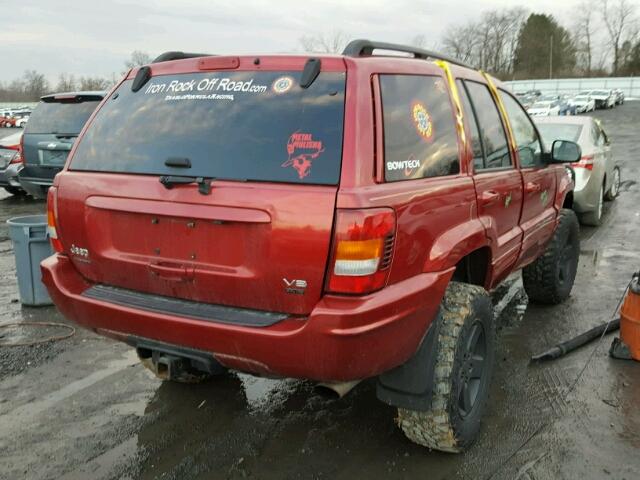 1J4GW58J64C247223 - 2004 JEEP GRAND CHER MAROON photo 4