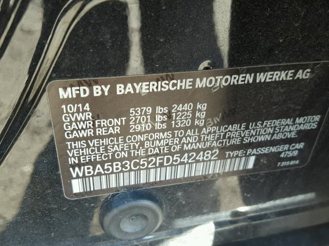 WBA5B3C52FD542482 - 2015 BMW 535 XI BLACK photo 10