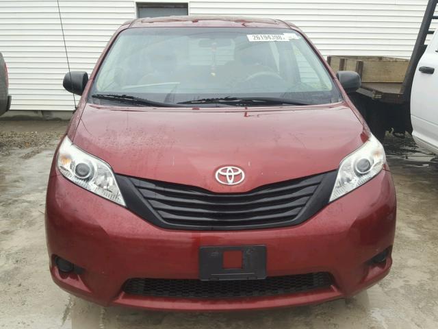 5TDZK3DCXBS111596 - 2011 TOYOTA SIENNA BAS RED photo 9