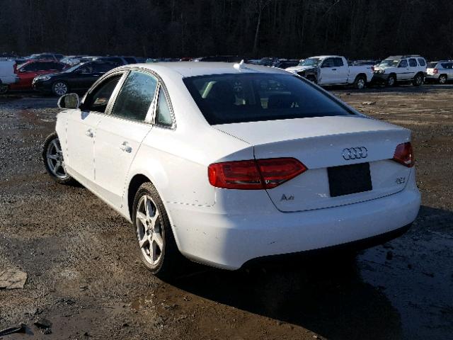 WAULF78K09N025097 - 2009 AUDI A4 2.0T QU WHITE photo 3