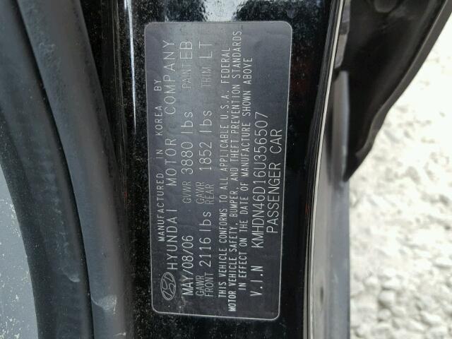 KMHDN46D16U356507 - 2006 HYUNDAI ELANTRA GL BLACK photo 10