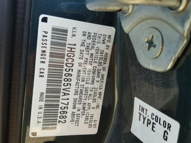 1HGCD5685VA175682 - 1997 HONDA ACCORD VAL GREEN photo 10